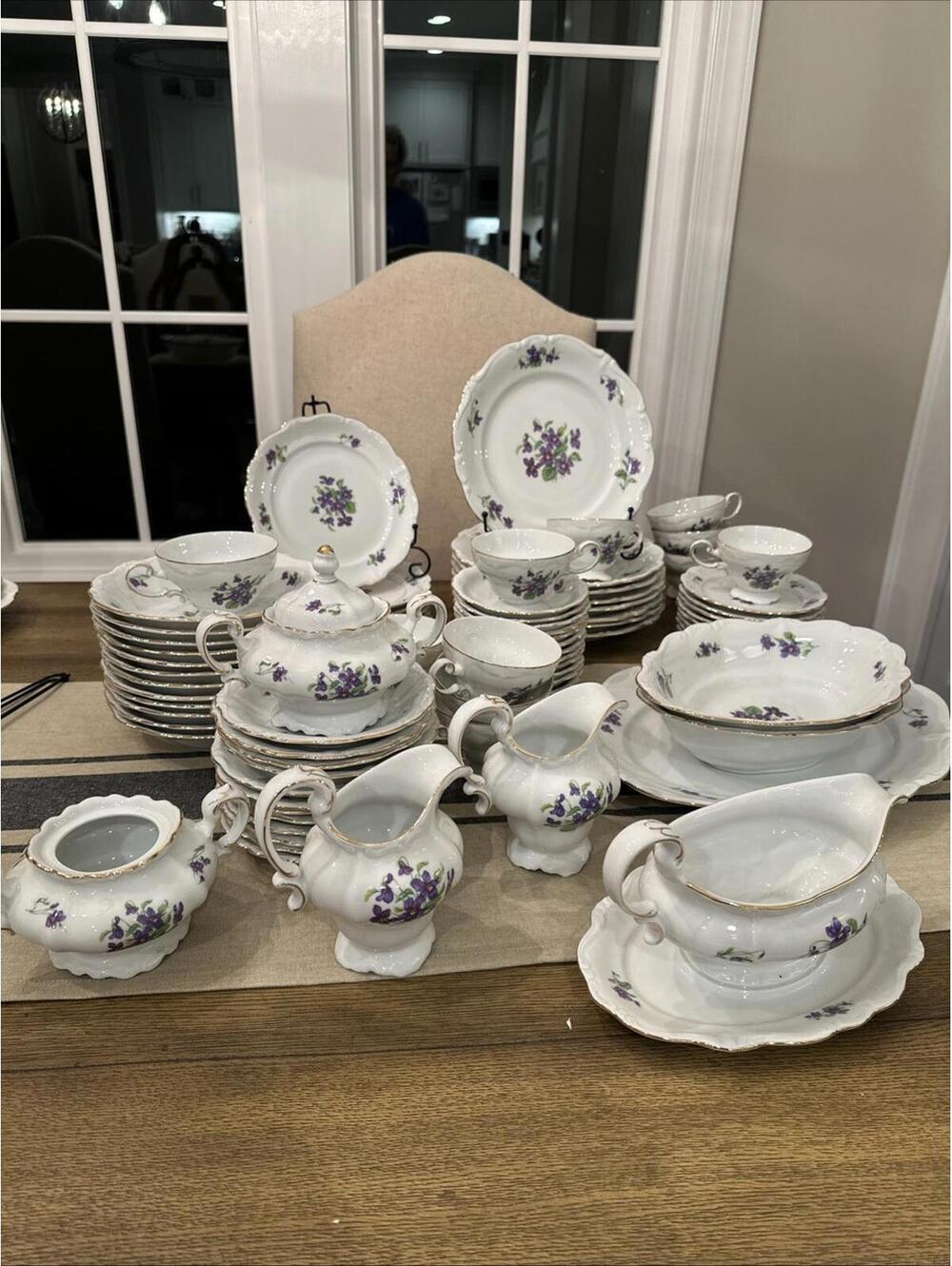 Johann Haviland Bavaria Violetta 7 Piece Service for 8 - 56 Pieces